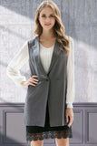 One-Button Sleeveless Longline Blazer - Trendsi - Flyclothing LLC