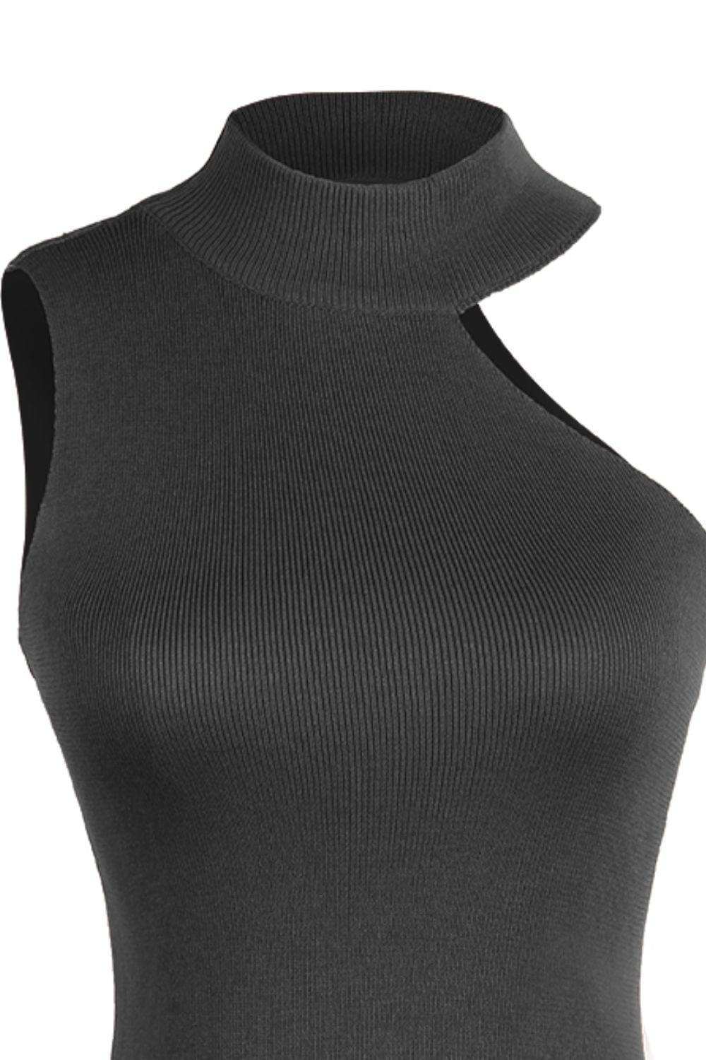 Asymmetrical Sleeveless Rib-Knit Top - Trendsi - Flyclothing LLC