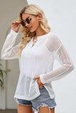 Lace-Up Slit Knit Top - Trendsi - Flyclothing LLC