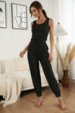 Drawstring Waist Round Neck Jogger Jumpsuit - Trendsi - Flyclothing LLC