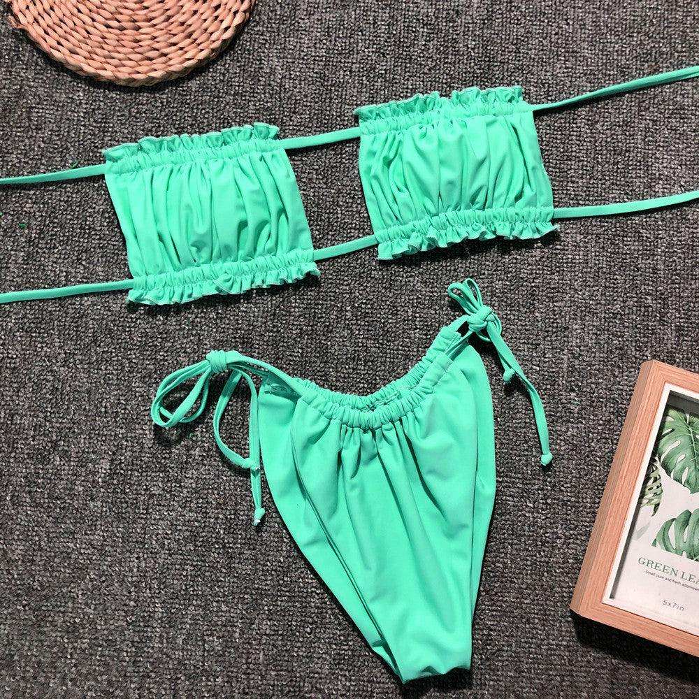 Frill Trim Ruched Bikini Set - Trendsi - Flyclothing LLC