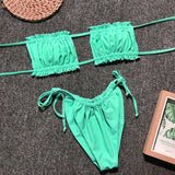 Frill Trim Ruched Bikini Set - Trendsi - Flyclothing LLC