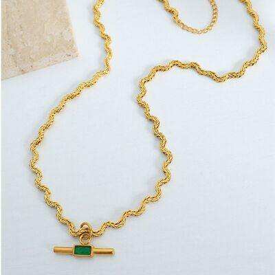 Stainless Steel Glass Cone Shaped Pendant Necklace - Trendsi - Flyclothing LLC