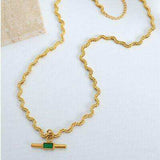 Stainless Steel Glass Cone Shaped Pendant Necklace - Trendsi - Flyclothing LLC