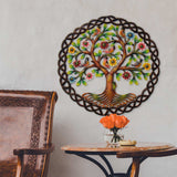 Rooted Tree of Life in Circle Haitian Metal Drum Wall Art - Haitian Artisans - Flyclothing LLC