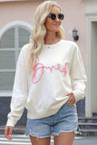 Letter Graphic Round Neck Sweater - Trendsi - Flyclothing LLC