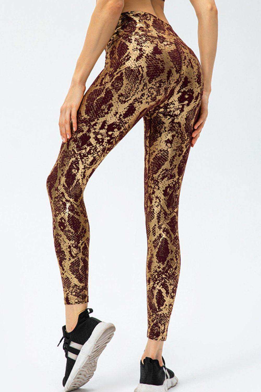 Animal Print Slim Fit Wide Waistband Long Sports Pants - Trendsi - Flyclothing LLC