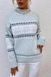 Snowflake Pattern Mock Neck Sweater - Trendsi - Flyclothing LLC