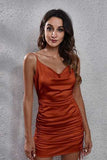 Ruched Cowl Neck Spaghetti Strap Dress - Trendsi - Flyclothing LLC