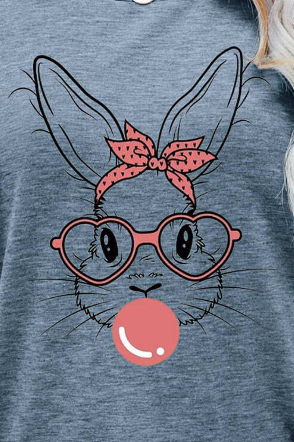 Easter Bunny Graphic Round Neck T-Shirt - Trendsi - Flyclothing LLC