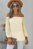 Swiss Dot Off-Shoulder Long Sleeve Blouse - Trendsi - Flyclothing LLC