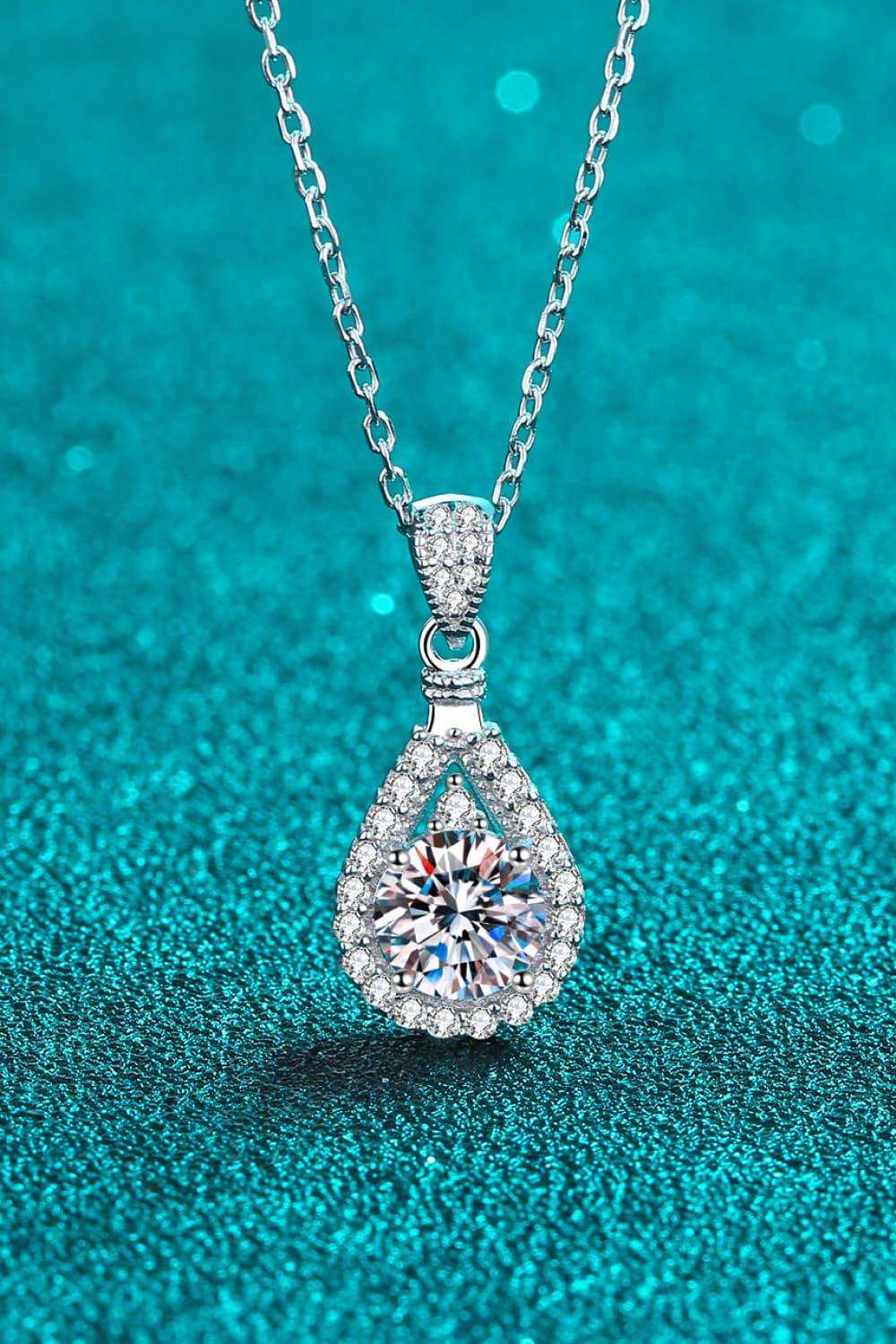 2 Carat Moissanite Teardrop Pendant 925 Sterling Silver Necklace - Trendsi - Flyclothing LLC