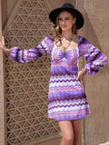 Printed Sweetheart Neck Balloon Sleeve Dress - Trendsi - Flyclothing LLC