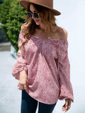 Printed Tie-Neck Balloon Sleeve Blouse - Trendsi - Flyclothing LLC
