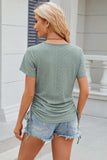 Eyelet Round Neck Short Sleeve T-Shirt - Trendsi - Flyclothing LLC