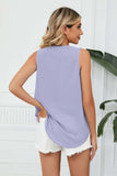 Contrast Trim Plunge Sleeveless Blouse - Trendsi - Flyclothing LLC