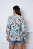 Floral Notched Long Sleeve Blouse - Trendsi - Flyclothing LLC