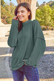 Basic Bae Full Size Ribbed Exposed Seam Mock Neck Knit Top - Trendsi - Flyclothing LLC