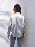 Collared Neck Buttoned Long Sleeve Shirt - Trendsi - Flyclothing LLC