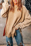 Dropped Shoulder Round Neck Long Sleeve Blouse - Trendsi - Flyclothing LLC
