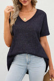V-Neck Dropped Shoulder Tunic Top - Trendsi - Flyclothing LLC