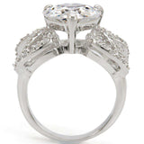 Alamode Rhodium Brass Ring with AAA Grade CZ in Clear - Alamode - Flyclothing LLC