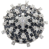 Alamode Rhodium Brass Ring with AAA Grade CZ in Black Diamond - Alamode - Flyclothing LLC