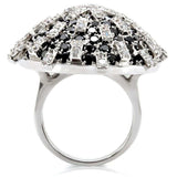 Alamode Rhodium Brass Ring with AAA Grade CZ in Black Diamond - Alamode - Flyclothing LLC