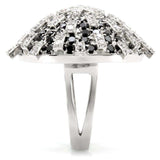 Alamode Rhodium Brass Ring with AAA Grade CZ in Black Diamond - Alamode - Flyclothing LLC