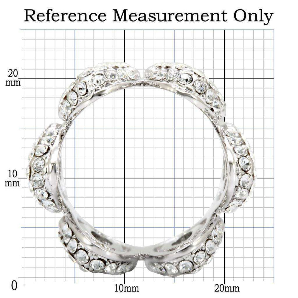 Alamode Rhodium Brass Ring with Top Grade Crystal in Clear - Alamode - Flyclothing LLC