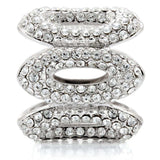 Alamode Rhodium Brass Ring with Top Grade Crystal in Clear - Alamode - Flyclothing LLC