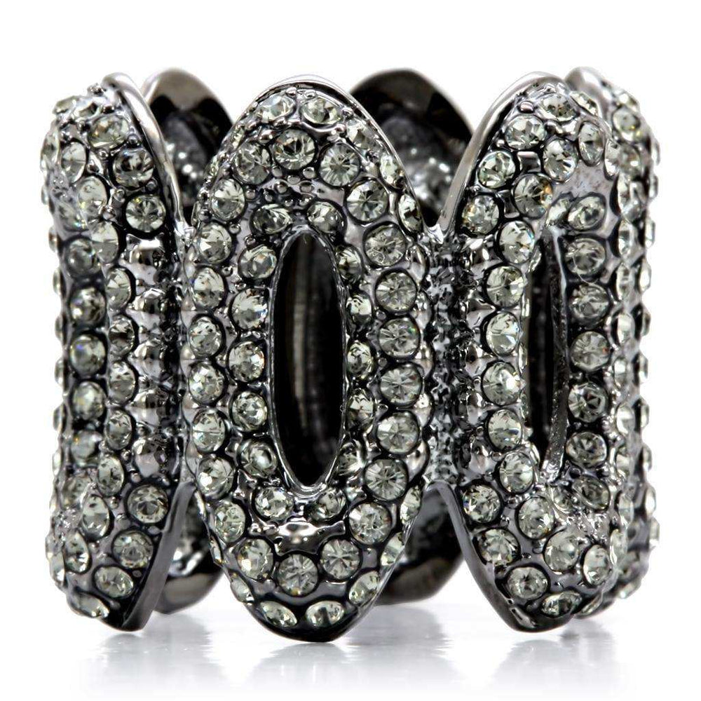 Alamode Ruthenium Brass Ring with Top Grade Crystal in Black Diamond - Alamode - Flyclothing LLC
