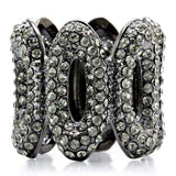 Alamode Ruthenium Brass Ring with Top Grade Crystal in Black Diamond - Alamode - Flyclothing LLC