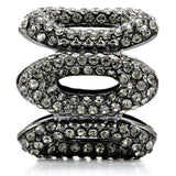 Alamode Ruthenium Brass Ring with Top Grade Crystal in Black Diamond - Alamode - Flyclothing LLC