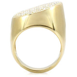 Alamode Gold Brass Ring with Top Grade Crystal in Clear - Alamode - Flyclothing LLC