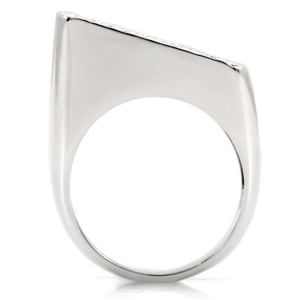 Alamode Rhodium Brass Ring with Top Grade Crystal in Clear - Alamode - Flyclothing LLC