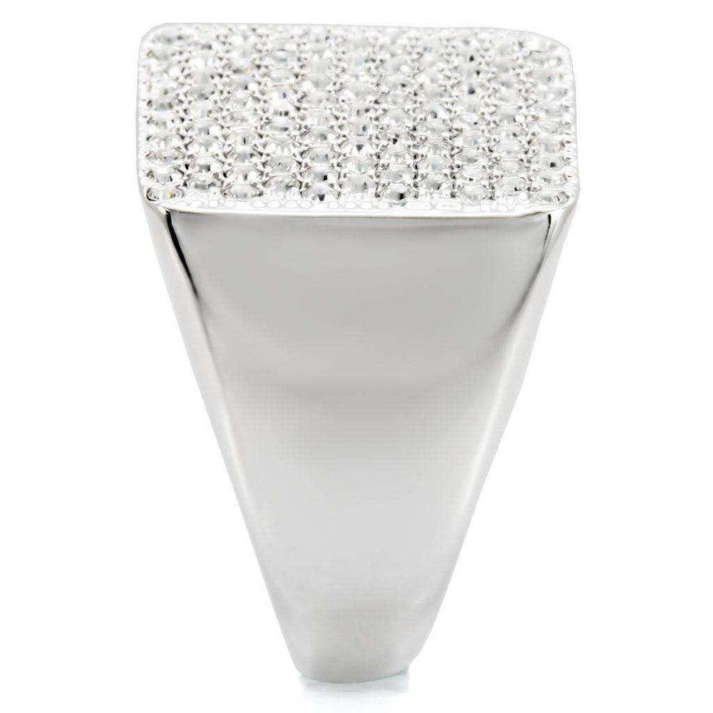 Alamode Rhodium Brass Ring with Top Grade Crystal in Clear - Alamode - Flyclothing LLC