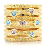 Alamode Gold Brass Ring with Top Grade Crystal in Multi Color - Alamode - Flyclothing LLC