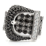 Alamode Rhodium + Ruthenium Brass Ring with AAA Grade CZ in Black Diamond - Alamode - Flyclothing LLC