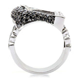 Alamode Rhodium + Ruthenium Brass Ring with AAA Grade CZ in Black Diamond - Alamode - Flyclothing LLC