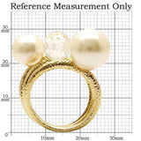 Alamode Gold Brass Ring with Synthetic Pearl in Citrine Yellow - Alamode - Flyclothing LLC