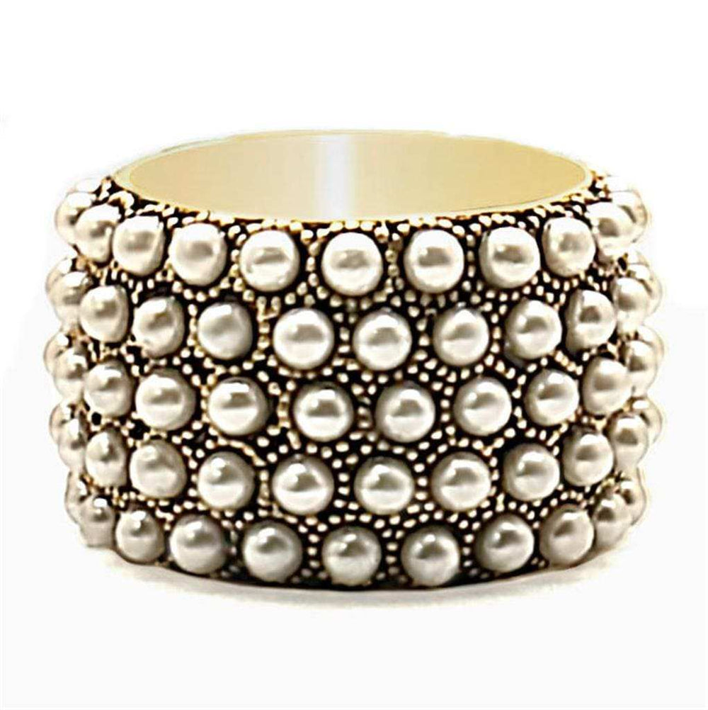 Alamode Gold Brass Ring with Synthetic Pearl in Citrine Yellow - Alamode - Flyclothing LLC