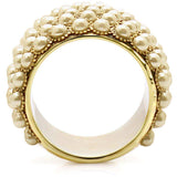 Alamode Gold Brass Ring with Synthetic Pearl in Citrine Yellow - Alamode - Flyclothing LLC
