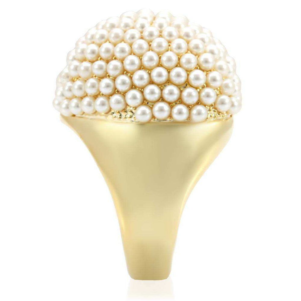 Alamode Gold Brass Ring with Synthetic in Citrine Yellow - Alamode - Flyclothing LLC