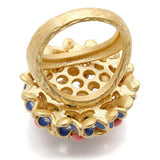 Alamode Gold Brass Ring with Semi-Precious Coral in Rose - Alamode - Flyclothing LLC