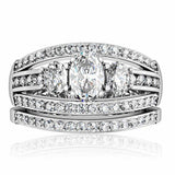 Alamode Rhodium Brass Ring with AAA Grade CZ in Clear - Alamode - Flyclothing LLC