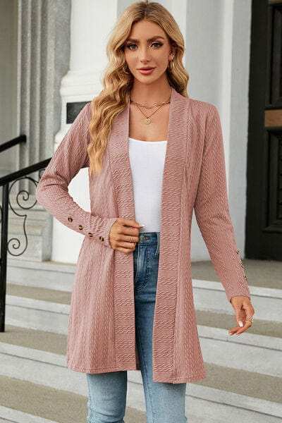 Open Front Long Sleeve Cardigan - Trendsi - Flyclothing LLC