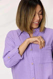 Zenana Texture Button Up Raw Hem Long Sleeve Shirt - Trendsi - Flyclothing LLC