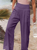 Full Size Smocked Waist Wide Leg Pants - Trendsi - Flyclothing LLC