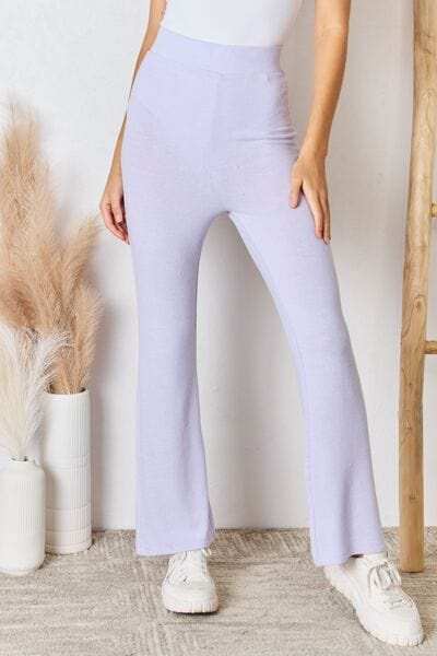 RISEN Full Size High Waist Ultra Soft Knit Flare Pants - Trendsi - Flyclothing LLC